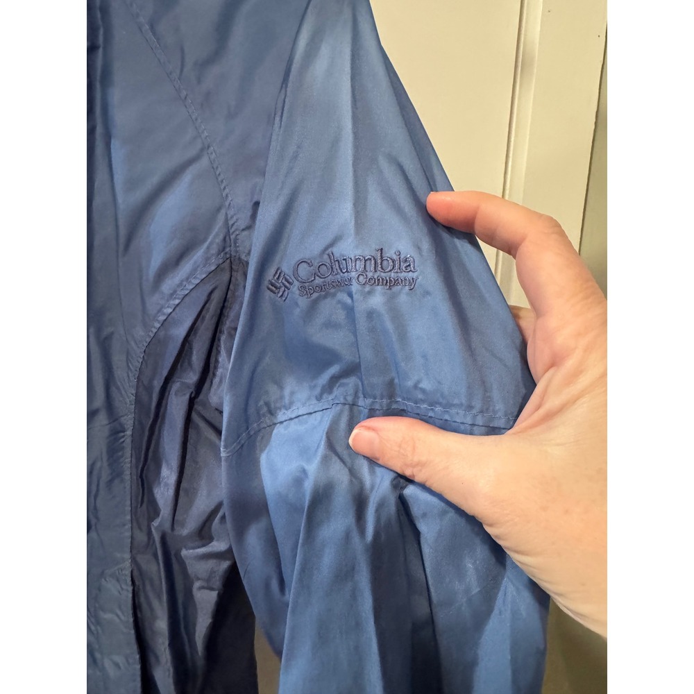 Columbia Womens Blue Hooded Windbreaker Full Zip Mesh Lined Jacket Size M - Picture 3 of 11